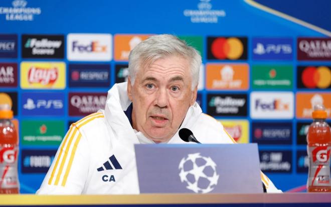 Carlo Ancelotti, en rueda de prensa (Foto: Real Madrid).