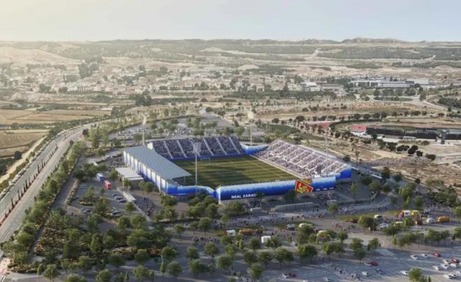 El estadio modular en el que jugará el Zaragoza mientras duren las obras de la Nueva Romareda (Fot