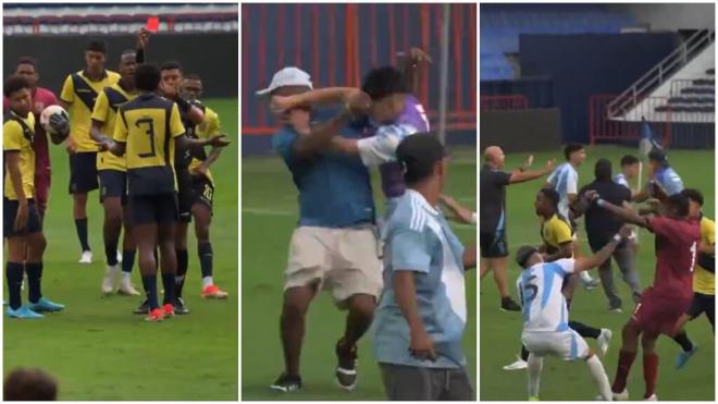 La batalla campal de un partido entre Ecuador y Argentina sub-15.