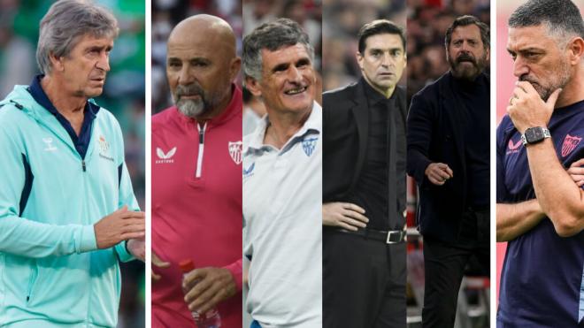 Manuel Pellegrini, Mendilibar, Sampaoli, Quique Sánchez Flores y García Pimienta.