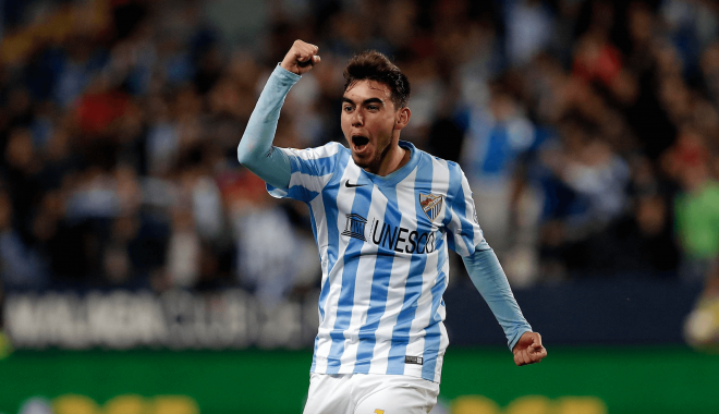 Ricardo Horta celebra un gol en su etapa en el Málaga. (Foto: EFE)