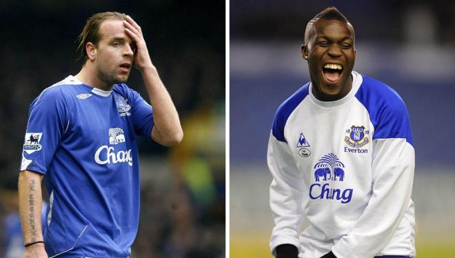 Andy van der Meyde y Royston Drenthe, durante sus etapas en el Everton (Foto: Cordon Press).