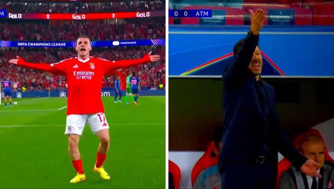 Kerem Akturkoglu celebra su gol en el Benfica-Atlético.