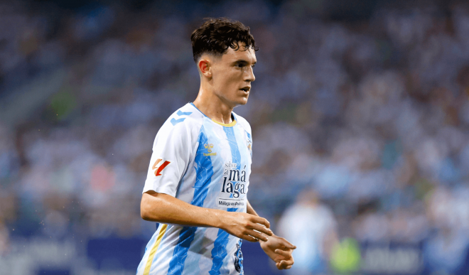 Aarón Ochoa, durante esta temporada en La Rosaleda. (Foto: MCF)