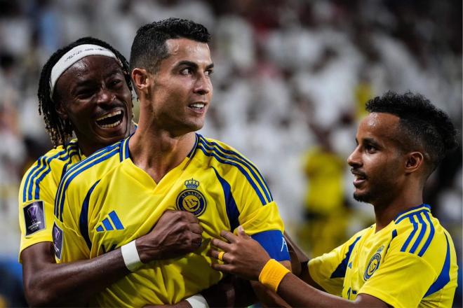 El Al Nassr celebrando un gol de Cristiano Ronaldo (Foto: @AlNassr).