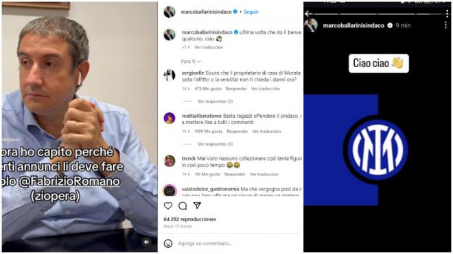 Marco Ballarini y su respuesta a Álvaro Morata (Capturas de las redes sociales)