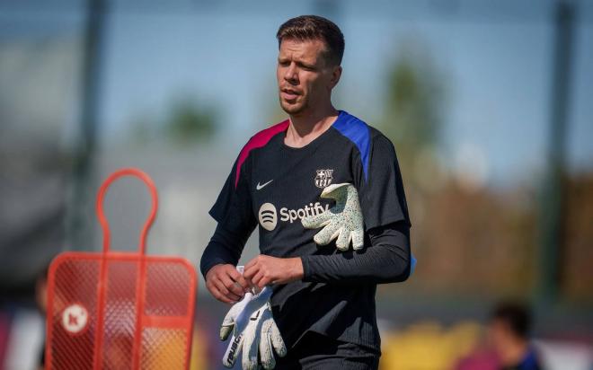 Wojciech Szczesny, en una sesión con el Barcelona (Foto: FCB).