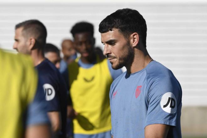 Isaac Romero, durante la penúltima sesión antes del derbi (Foto: Kiko Hurtado).