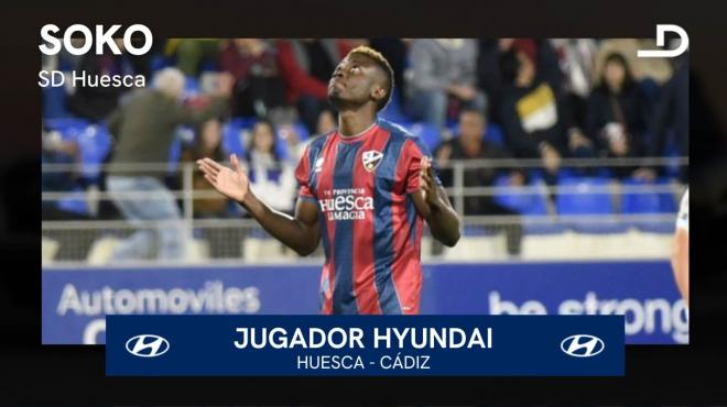 Soko, Jugador Hyundai del Huesca - Cádiz.