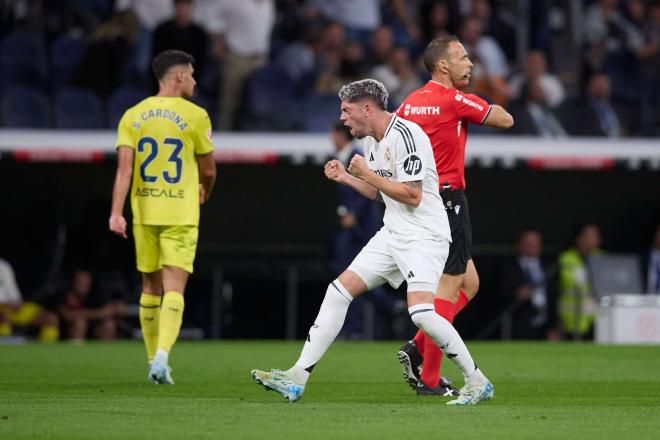 Fede Valverde celebra su gol en el Real Madrid-Villarreal (Foto: Cordon Press).