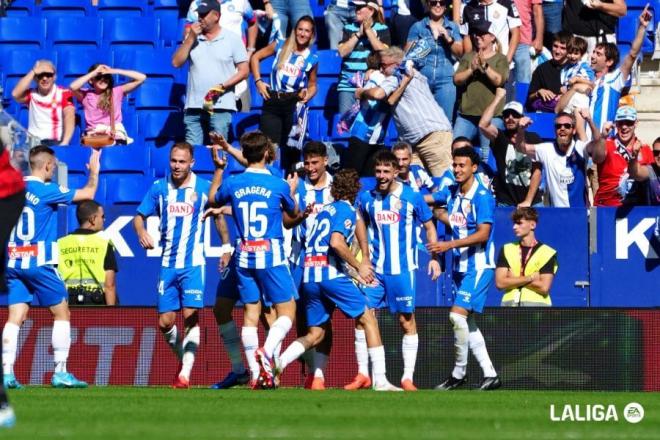 Los jugadores del Espanyol celebran uno de los goles ante el Mallorca (FOTO: LALIGA).