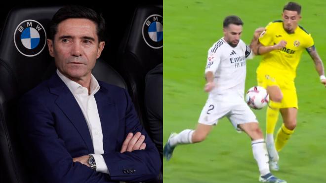 Marcelino y el lance entre Dani Carvajal y Yeremy Pino (Montaje: Cordon Press y Movistar+)