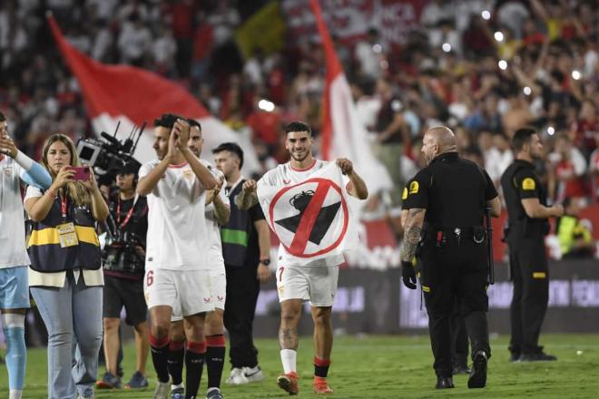 Isaac Romero, celebrando el triunfo ante el Betis (Foto: Kiko Hurtado).