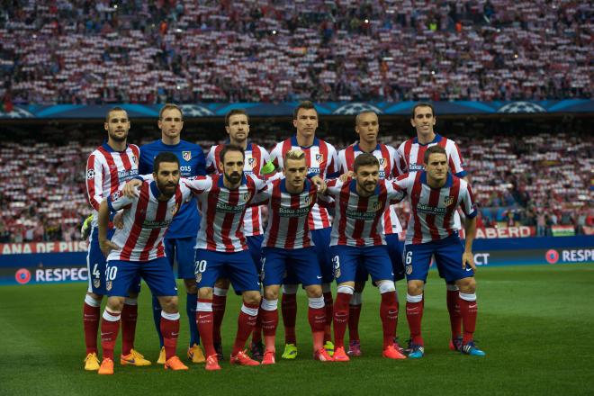 XI del Atlético en un derbi madrileño de Champions en abril de 2014 (Foto: Cordon Press)