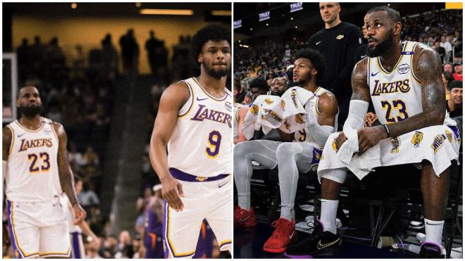 LeBron James y su hijo Bronny hicieron historia en la NBA ante los Phoenix Suns (fotos: Instagram L