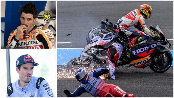 El accidente entre Joan Mir y Álex Márquez en el GP de Japón. (Fuente: Cordon Press/ Europa Press)