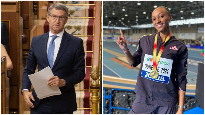 Alberto Núñez Feijóo en el Congreso y Ana Peleteiro con su medalla de Campeona de España (Europ