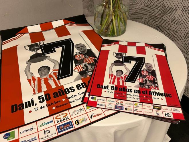 El cartel del Homenaje a Dani, leyenda del Athletic Club, obra de Tomás Ondarra (Foto: El Desmarque Bizkaia).