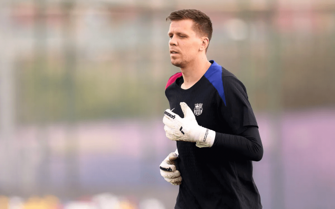 Szczesny, en une entrenamiento con el Barça (Foto: FCB).