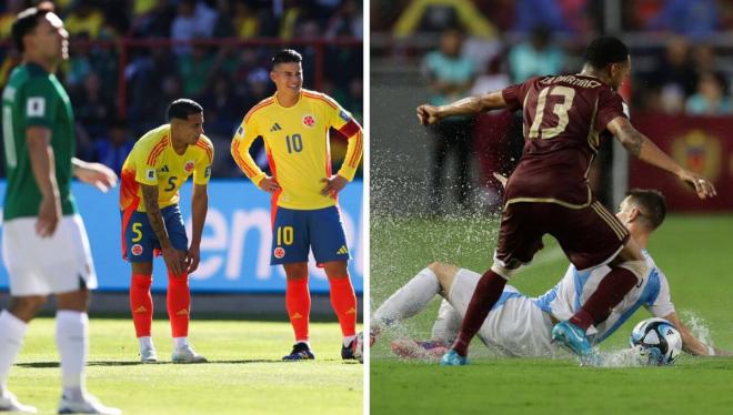 Bolivia-Colombia y Venezuela-Argentina (Fotos: EFE).