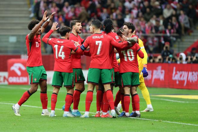 La Selección Portuguesa celebra un gol ante Polonia (Foto: Cordon Press)