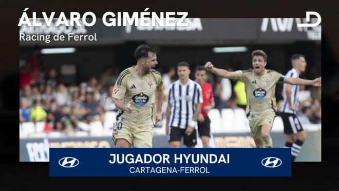 Álvaro Giménez, el Jugador Hyundai del Cartagena - Racing de Ferrol.