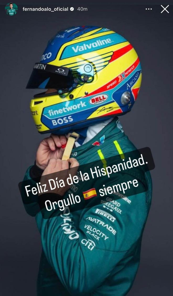 Fernando Alonso celebra el Día de la Hispanidad. (Fuente: Redes Sociales)