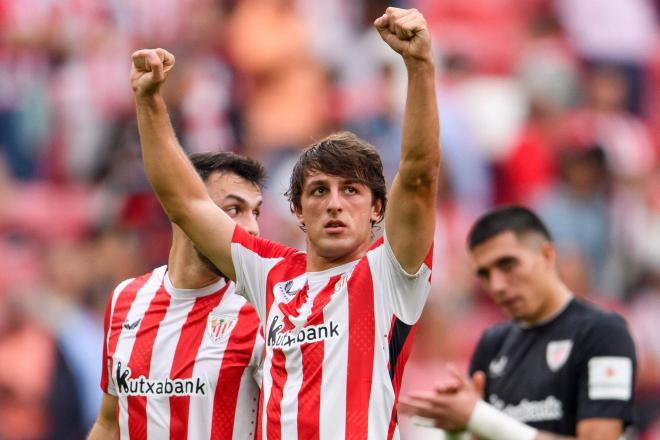 Celebración del bermeano Unai Gómez en San Mamés (Foto: Athletic Club).