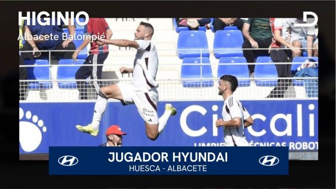 Higinio, el Jugador Hyundai del Huesca - Albacete.