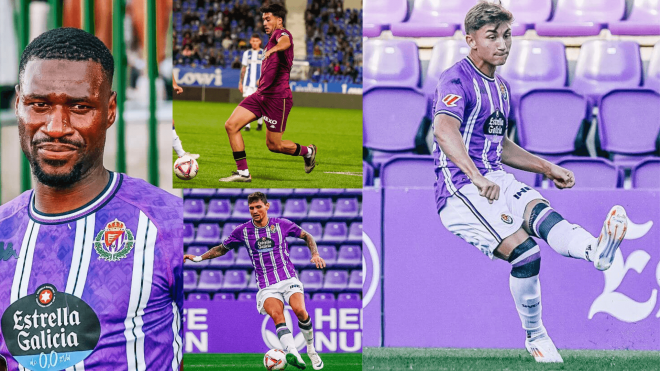Chuki, Meseguer, Juric y Sylla, con el Real Valladolid.