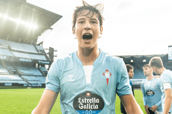 Fer López celebrando su gol ante el Amorebieta (Foto: RC Celta).