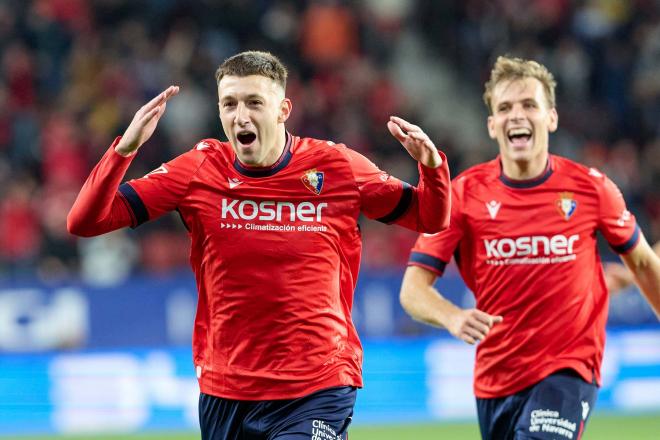 Abel Bretones, celebrando un gol con Osasuna (Foto: Cordon Press).