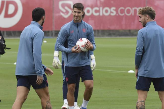 Pedro Ortiz, en el entrenamiento de este miércoles (Foto: Kiko Hurtado).