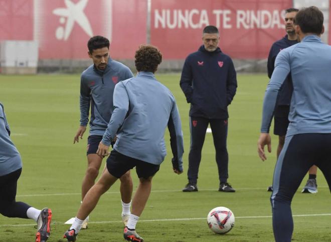 Jesús Navas y García Pimienta, en un entrenamiento reciente (Foto: Kiko Hurtado).