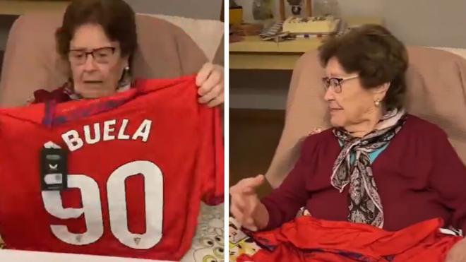 La ilusión de la abuela con su regalo del Sevilla.