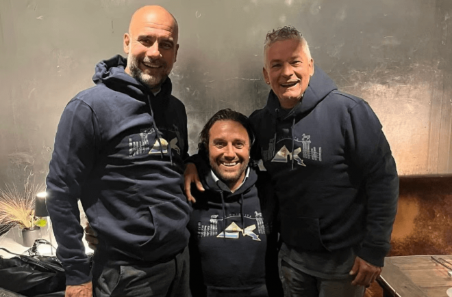 Reencuentro entre Pep Guardiola, Luca Toni y Roberto Baggio (Foto: Instagram).