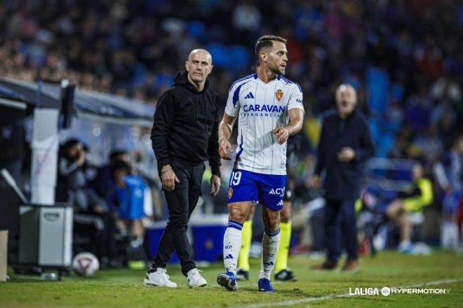 Iván Calero, junto a su padre, con el Real Zaragoza (Foto: LALIGA).