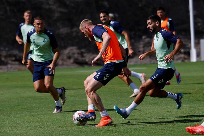 Oli McBurnie, en un entrenamiento de Las Palmas (Foto: UDLP).