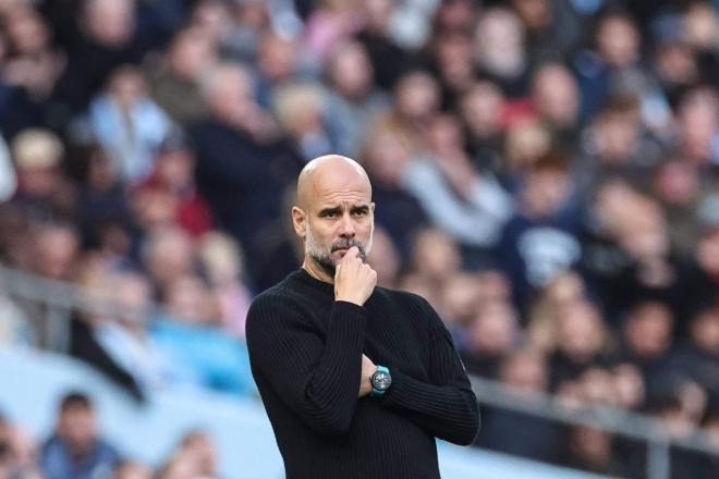 Pep Guardiola, en un partido del Manchester City (Foto: Cordon Press).