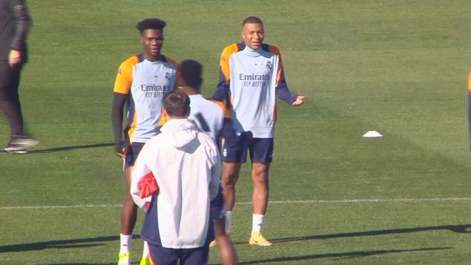 Kylian Mbappé, durante un entrenamiento del Real Madrid