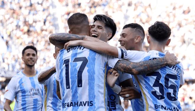 El Málaga celebra un gol en La Rosaleda. (Foto: MCF)