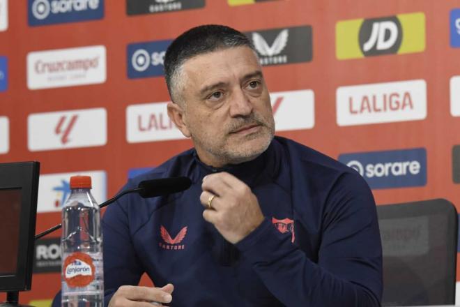 García Pimienta, en la rueda de prensa previa al partido ante el Barça (Foto: Kiko Hurtado).