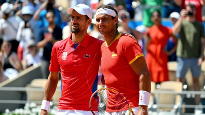 Novak Djokovic y Rafa Nadal, durante su enfrentamiento en los Juegos Olímpicos de París 2024 (fot