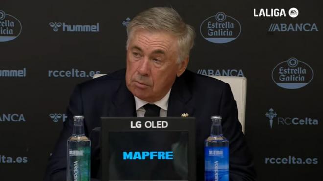 Carlo Ancelotti en la rueda de prensa del partido contra el Celta