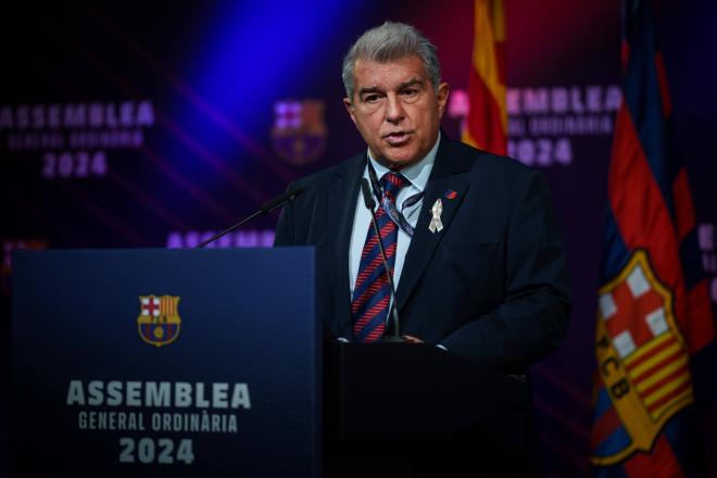 Joan Laporta, durante la Asamblea del Barcelona (Foto: FCB).