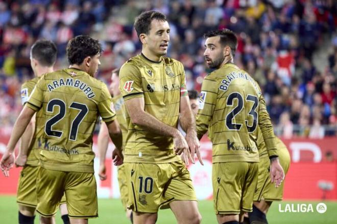 Mikel Oyarzabal anotó el gol de la victoria de la Real Sociedad ante el Girona en Montilivi (Foto: