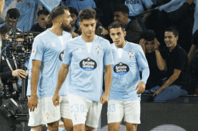 Hugo Álvarez, Sotelo y Borja Iglesias ante el Real Madrid (Foto: LaLiga).