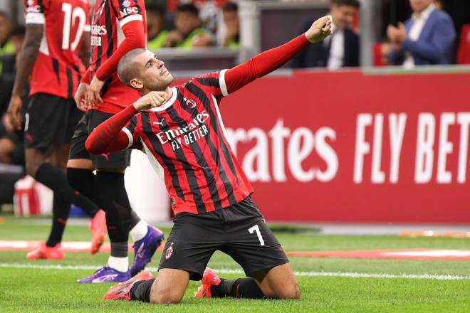 Álvaro Morata celebra un gol con el Milan (Foto: Cordon Press).