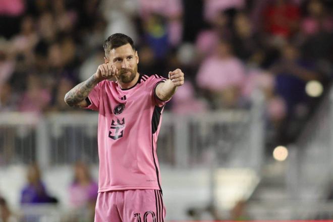 Leo Messi celebra un gol con el Inter de Miami al New England Revolution (Foto: Cordon Press).