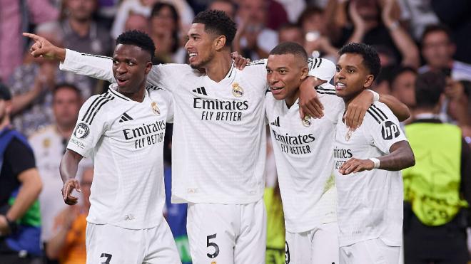 Vinicius, Bellingham, Mbappé y Rodrgyo durante un partido del Real Madrid (Fuente: Cordon Press)